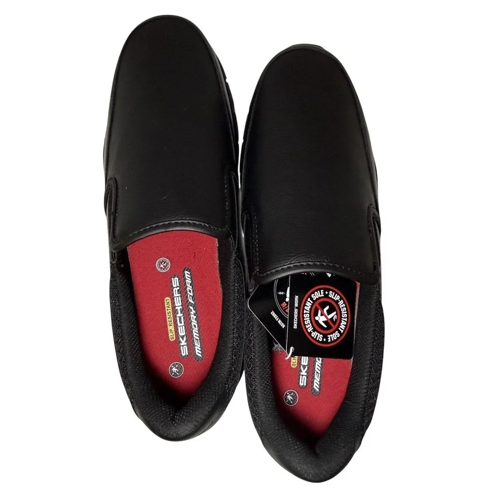 SKECHERS Men's Relaxed Fit Nampa Groton SR Slip Resistant Work Shoe Black Sz 11